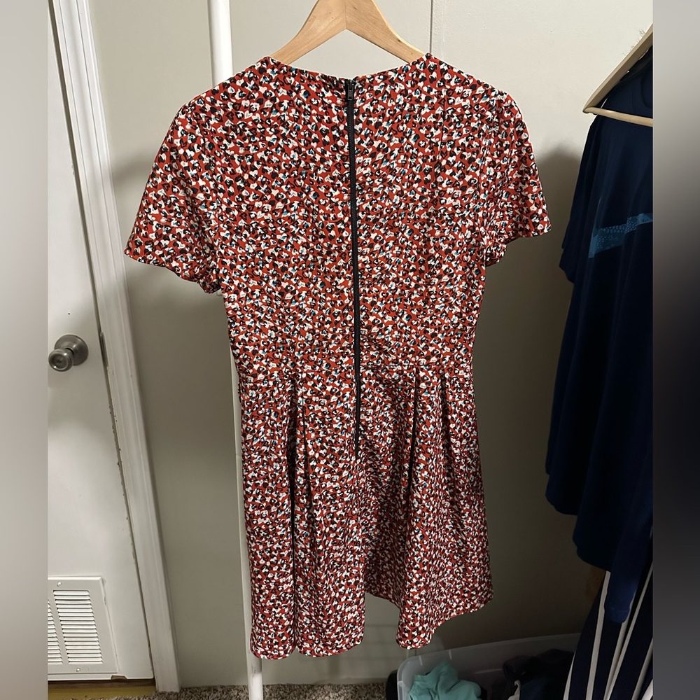 One Clothing Red White Blue Heart Cheetah Print Mini Short Sleeve Dress size XS - Picture 6 of 6